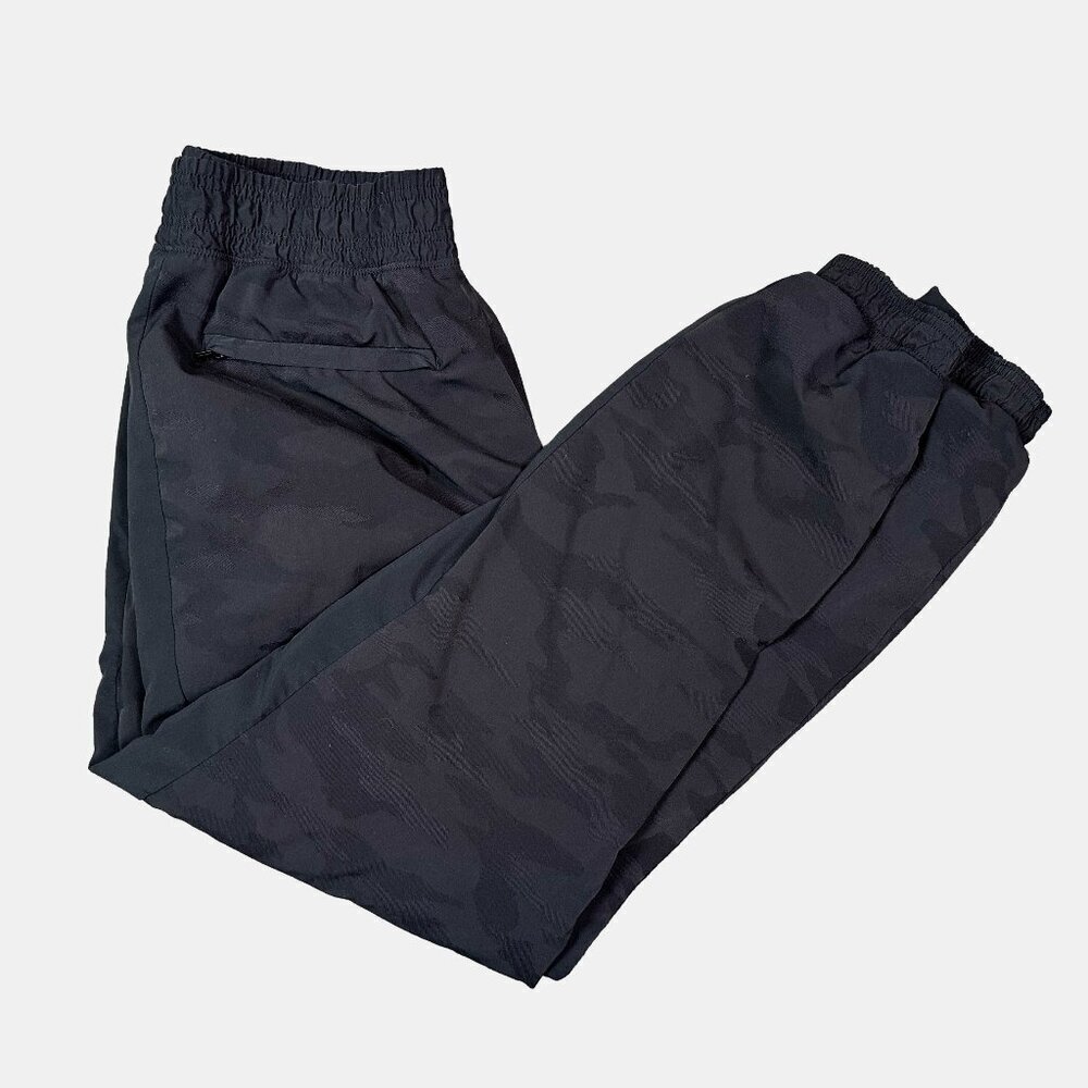 Athleta Brooklyn Textured Camouflage Black Lined Jogger Pants Women's Size 10